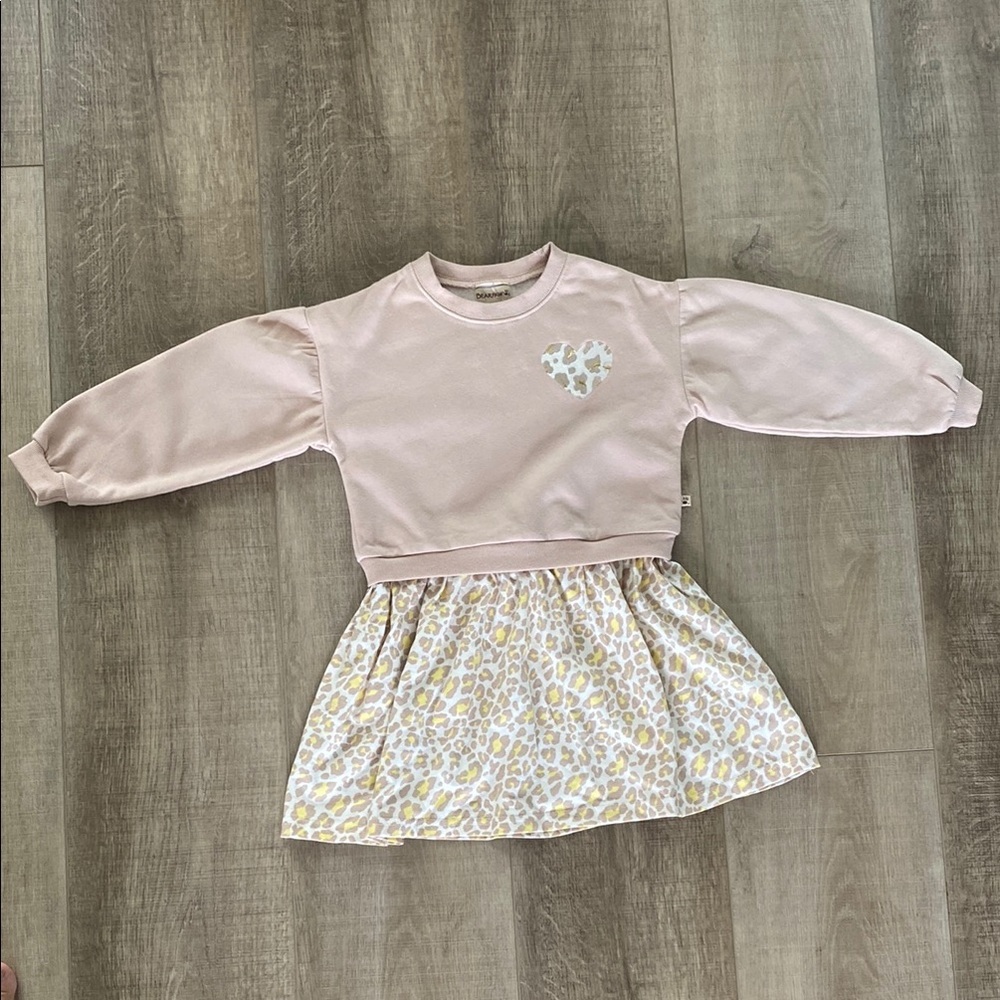 BearPaw Pale Pink Sweatshirt dress with Heart Detail